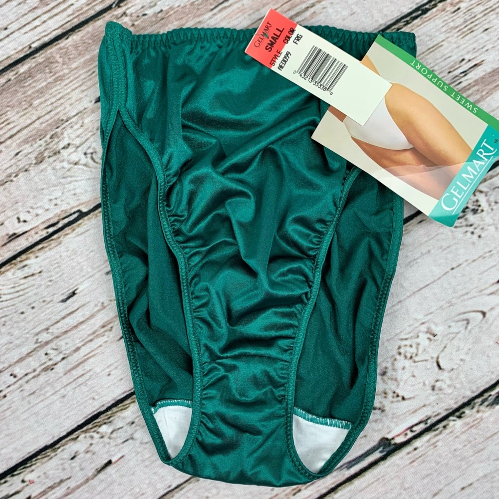 NWT Vintage Satin Panty Second Skin Liquid Shiny Sexy Sissy Green NOS Old Stock